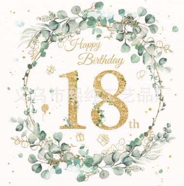 Amazleer Servietten für 80. Geburtstag, Eukalyptus Grün, Happy Birthday Servietten Geburtstag Feiern Party Jubil, 33 x 33 cm, 40 Stück (18 Jahre alt) von Amazleer