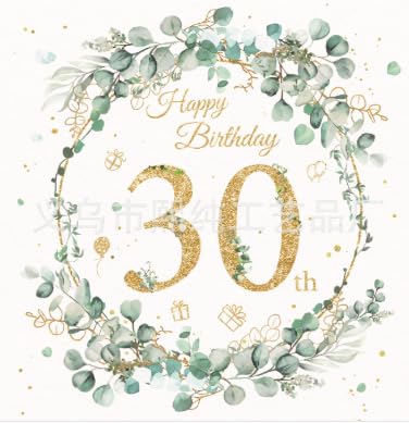 Amazleer Servietten für 80. Geburtstag, Eukalyptus Grün, Happy Birthday Servietten Geburtstag Feiern Party Jubil, 33 x 33 cm, 40 Stück (30 Jahre alt) von Amazleer