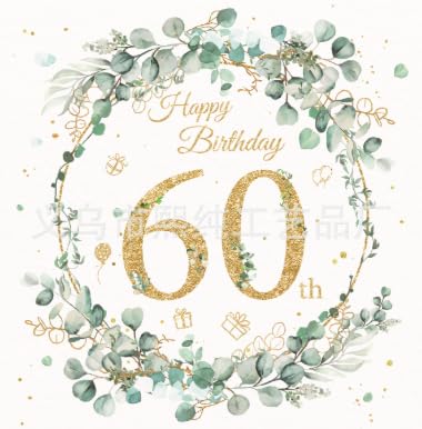 Amazleer Servietten für 80. Geburtstag, Eukalyptus Grün, Happy Birthday Servietten Geburtstag Feiern Party Jubil, 33 x 33 cm, 40 Stück (60 Jahre alt) von Amazleer