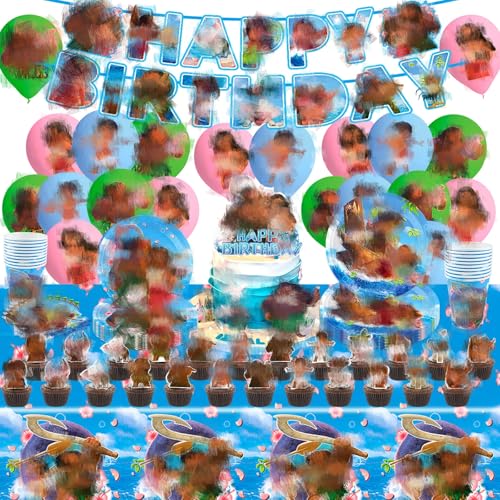 Amazluck 95 Stück Geburtstagsdeko Luftballon Partygeschirr Set, Party Geburtstag Deko Birthday Party Tableware Supplies Foil Balloons Tischdecken Teller Servietten Tassen Kuchen Deko Kinder 10 Gäste von Amazluck