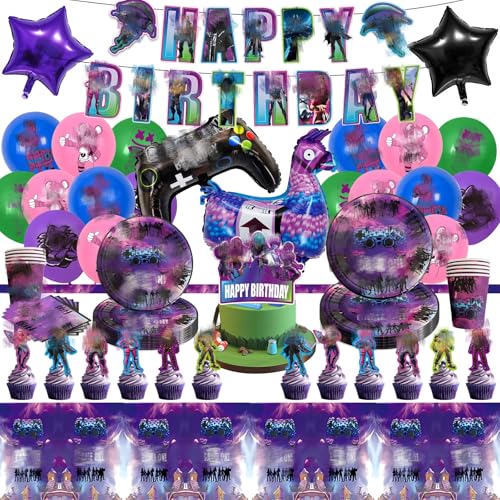 85 Stück Fortnit Geburtstagsdeko, Video Gamer Party Geburtstag Deko Birthday Tableware Supplies Luftballon Partygeschirr Set Tischdecken Teller Servietten Tassen Kuchen Deko Kinder 85 Stück Fortnit Geburtstagsdeko, Video Gamer Party Geburtstag Deko Birthday Tableware Supplies Luftballon Partygeschirr Set Tischdecken Teller Servietten Tassen Kuchen Deko Kinder von Amazluck