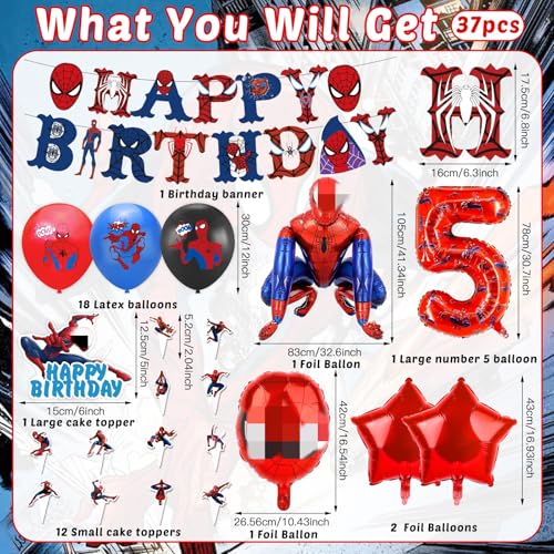 Geburtstagsdeko kinder 5 jahre, 3D Spider Luftballon Kindergeburtstag Deko Geburtstag Happy Birthday Banner Latexballons Folienballon Junge für 5 Themen Kinderpartys Geburtstags Dekoration Ballons Geburtstagsdeko kinder 5 jahre, 3D Spider Luftballon Kindergeburtstag Deko Geburtstag Happy Birthday Banner Latexballons Folienballon Junge für 5 Themen Kinderpartys Geburtstags Dekoration Ballons von Amazluck