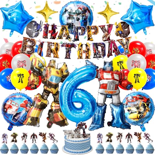44 Stück Geburtstagsdeko kingder 6 jahre, Luftballon Kindergeburtstag Deko Geburtstag Happy Birthday Banner Latexballons Folienballon Junge für 6 Themen Kinderpartys Geburtstags von Amazluck