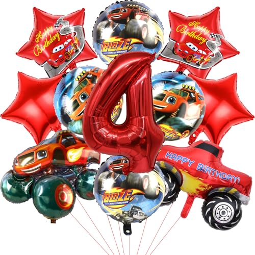 Cars Geburtstag Deko 4 Jahre Junge,11 Stück Deko Kindergeburtstag Junge Luftballons Geburtstagsdeko 4 Jahre Kindergeburtstag Deko Junge Folienballon 4 Jahre Themen Party Geburtstags Dekoration Ballon von Amazluck