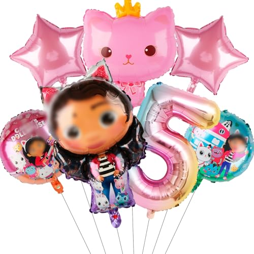 Geburtstag Luftballons Mädchen, Folienballon Rosa Party Decoration 5 Jahre 7 Stück Luftballons Geburtstagsdeko Party Dekoration Ballon Folienballon Kindergeburtstag Party Deko Luftballon Set Kinder von Amazluck