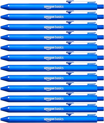 Amazon Basics - Einziehbarer Kugelschreiber - Blau - 12er-Pack von Amazon Basics
