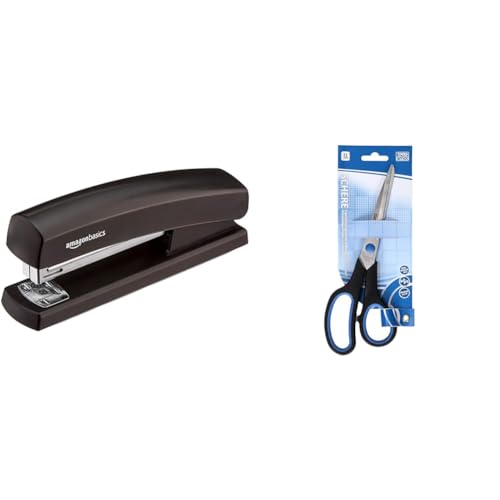 Amazon Basics Heftgerät mit 1.000 Heftklammern, 1-pro Packung, Schwarz & TIPTOP OFFICE TTO Büroschere 21 cm Soft Griff, Blau/Schwarz Amazon Basics Heftgerät mit 1.000 Heftklammern, 1-pro Packung, Schwarz & TIPTOP OFFICE TTO Büroschere 21 cm Soft Griff, Blau/Schwarz von Amazon Basics