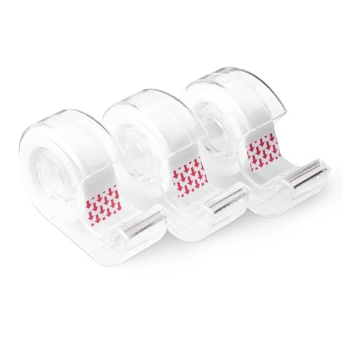 Amazon Basics Klebeband mit Abroller, matt, 3 Stück, 1.9 cm x 7.62 m (B x L), transparent von Amazon Basics