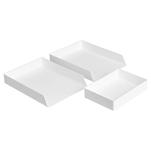 Amazon Basics Kunststoff-Organizer-Set, Briefablage (2 Stück), Zubehörablage, Weiß von Amazon Basics
