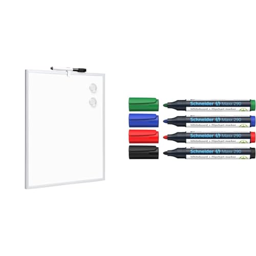 Amazon Basics Magnetisches Whiteboard & Schneider Maxx 290 Marker (für Whiteboards und Flipcharts von Amazon Basics