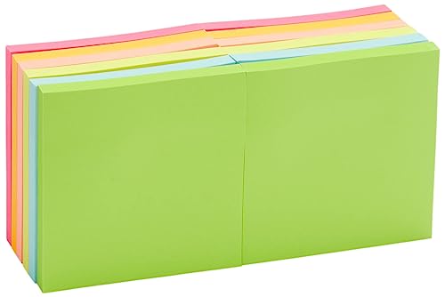 Amazon Basics Quadratisch Mini-Haftnotizen, 7,6 x 7,6 cm, Gemischt Farben, 12 Stück, Bunt von Amazon Basics