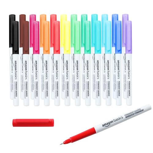 Amazon Basics Permanentmarker, ultra feine Spitze, 24 Stück, Mehrfarbig Amazon Basics Permanentmarker, ultra feine Spitze, 24 Stück, Mehrfarbig von Amazon Basics