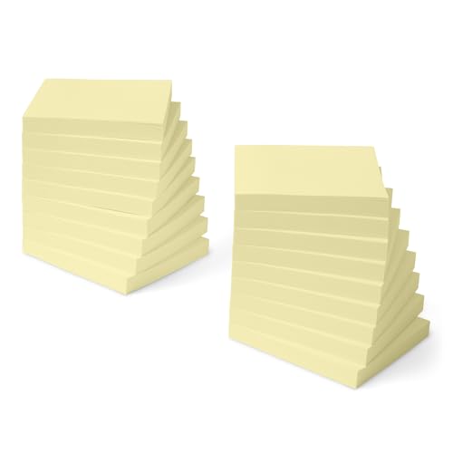 Amazon Basics Quadratisch Haftnotizen, selbstklebende Blöcke, 18er-Pack, 7.6 x 7.6 cm, Gelb von Amazon Basics