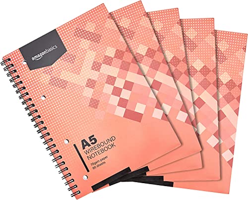 Amazon Basics Spiral-Notizblock, 80 Blatt/160 Seiten, A5, 70 GSM, 5 Stück, Weiß Amazon Basics Spiral-Notizblock, 80 Blatt/160 Seiten, A5, 70 GSM, 5 Stück, Weiß von Amazon Basics