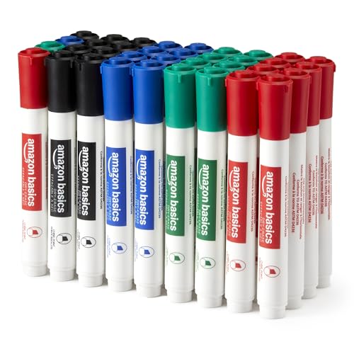 Amazon Basics Whiteboard-Marker, geruchsarm, trocken abwischbar, Keilspitze, 4 Mehrfarbig, 36 Stück Amazon Basics Whiteboard-Marker, geruchsarm, trocken abwischbar, Keilspitze, 4 Mehrfarbig, 36 Stück von Amazon Basics