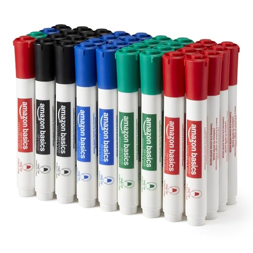 Amazon Basics Whiteboard-Marker, geruchsarm, trocken abwischbar, feine Spitze, 4 Mehrfarbig, 36 Stück Amazon Basics Whiteboard-Marker, geruchsarm, trocken abwischbar, feine Spitze, 4 Mehrfarbig, 36 Stück von Amazon Basics