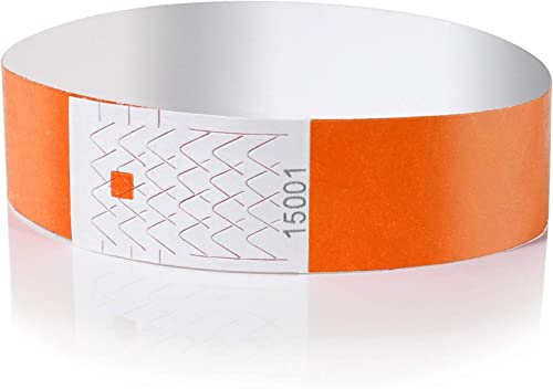Amazy Einlassbänder (200 Stück | nummeriert) – Wasserfeste, bedruckbare Eintrittsbänder zur Kontrolle und Sicherheit bei Veranstaltungen und Events (Orange) von Amazy