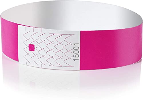 Amazy Einlassbänder (500 Stück | nummeriert) – Wasserfeste, bedruckbare Eintrittsbänder zur Kontrolle und Sicherheit bei Veranstaltungen und Events (Pink) von Amazy