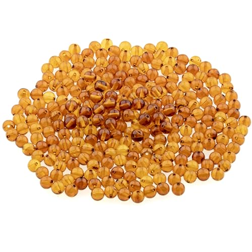 Bernstein Rund Perlen - Poliert und Roh 100% Naturliche Baltischen Harz Stein 5 mm Lose mit Locher fur Basteln Mehrere Farben – Amber Culture von Amber Culture