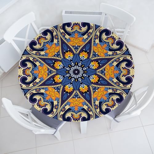 Ambesonne Runde Mandala-Tischdecke, Blumenmotiv, lebendige Farben, inneres Gleichgewichtsmuster, rundum elastischer Stoff, 101,6 cm - 111,8 cm Durchmesser, Blau, Orange, Violett Ambesonne Runde Mandala-Tischdecke, Blumenmotiv, lebendige Farben, inneres Gleichgewichtsmuster, rundum elastischer Stoff, 101,6 cm - 111,8 cm Durchmesser, Blau, Orange, Violett von Ambesonne