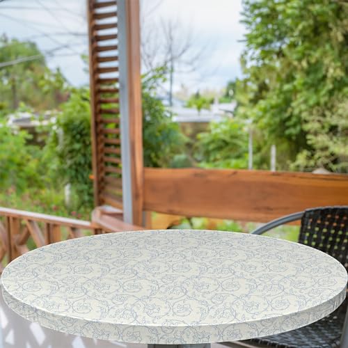 Ambesonne Runde Tischdecke, Blumenorchideen, Bohemian-Stil, Vintage-Blütenblätter, Rankenmuster, französischer Landhausstil, rundum elastischer Stoff, 101,6 cm - 111,8 cm Durchmesser, cremefarben und Ambesonne Runde Tischdecke, Blumenorchideen, Bohemian-Stil, Vintage-Blütenblätter, Rankenmuster, französischer Landhausstil, rundum elastischer Stoff, 101,6 cm - 111,8 cm Durchmesser, cremefarben und von Ambesonne