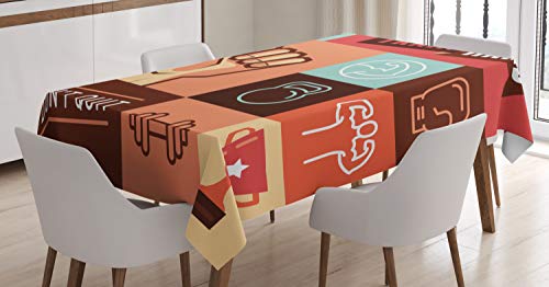 Ambesonne Tischdecke für Fitness, Esszimmer und Küche, 152,4 x 228,6 cm, Korallenorange von Ambesonne