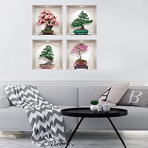 3D-Wandsticker für Kinderzimmer, 3D-Effekt, Motiv "Bonsai der 4 Jahreszeiten", 3D-Wandsticker für Erwachsene, Wandaufkleber für Kinderzimmer, Wohnzimmer 3D-Wandsticker für Kinderzimmer, 3D-Effekt, Motiv "Bonsai der 4 Jahreszeiten", 3D-Wandsticker für Erwachsene, Wandaufkleber für Kinderzimmer, Wohnzimmer von Ambiance Sticker