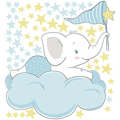 Ambiance Sticker Elephant Wandaufkleber für Kinder, DIY Home Decor, Abziehbare Aufkleber zum Abziehen und Aufkleben, wasserdichte und selbstklebende Wandkunst - Blau und Grau 40 x 35 cm Ambiance Sticker Elephant Wandaufkleber für Kinder, DIY Home Decor, Abziehbare Aufkleber zum Abziehen und Aufkleben, wasserdichte und selbstklebende Wandkunst - Blau und Grau 40 x 35 cm von Ambiance Sticker