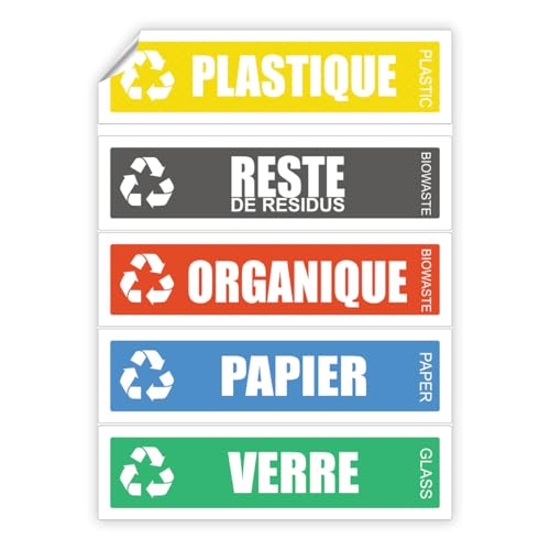 Ambiance Sticker Selbstklebende Etiketten aus PVC – Recycling-Mülleimer, weich, wasserdicht, waschbar, für die Müllentsorgung – 5 Etiketten à 15 x 4 cm Ambiance Sticker Selbstklebende Etiketten aus PVC – Recycling-Mülleimer, weich, wasserdicht, waschbar, für die Müllentsorgung – 5 Etiketten à 15 x 4 cm von Ambiance Sticker