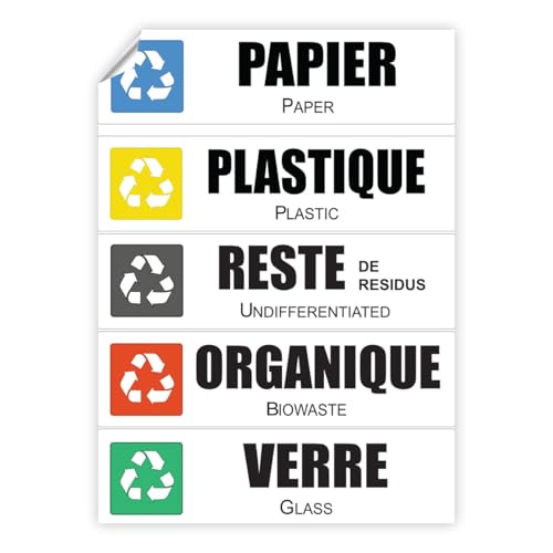 Ambiance Sticker Selbstklebende Etiketten aus PVC – Recycling-Mülleimer, weich, wasserdicht, waschbar, für die Müllentsorgung – 5 Etiketten à 15 x 4 cm Ambiance Sticker Selbstklebende Etiketten aus PVC – Recycling-Mülleimer, weich, wasserdicht, waschbar, für die Müllentsorgung – 5 Etiketten à 15 x 4 cm von Ambiance Sticker