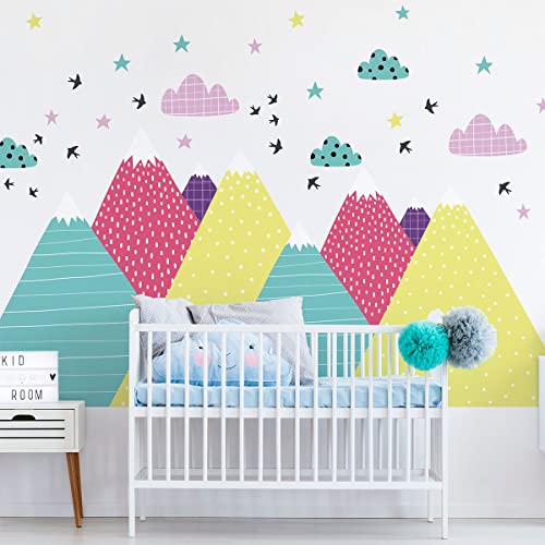 Wandsticker für Kinder, Dekoration, Babyzimmer, selbstklebend, riesig, für Kinder, skandinavische Berge, Neka, 100 x 150 cm von Ambiance Sticker