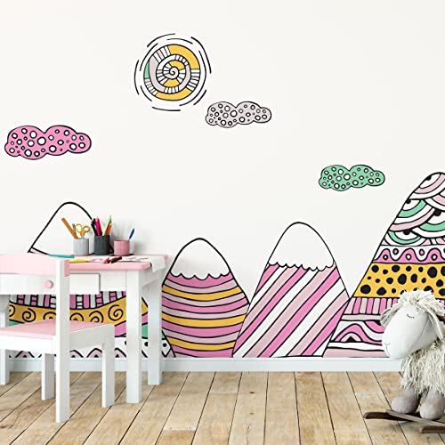 Wandsticker für Kinder, Dekoration für Babyzimmer, selbstklebend, Riesen-Wandtattoo, Kinder, skandinavische Berge, Amika, 70 x 105 cm von Ambiance Sticker