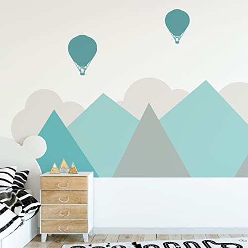 Wandtattoo Kinder – Dekoration Babyzimmer – selbstklebend Riesen-Wandaufkleber Kinder Skandinavische Berge Oslo – 90 x 120 cm von Ambiance Sticker