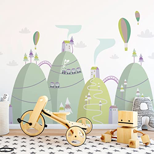 Ambiance Sticker Wandsticker für Kinder, Dekoration für Kinderzimmer, selbstklebend, riesig, Heißluftballons, Motiv: Himmel – H 40 x B 60 cm von Ambiance Sticker