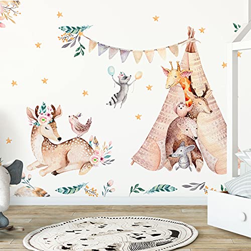 Kinder Wandaufkleber - Babyzimmerdekoration - Kinder Wandaufkleber - Bukolische Waldtiere Wandaufkleber - Riesentier Wandaufkleber - H135 x B120 cm Kinder Wandaufkleber - Babyzimmerdekoration - Kinder Wandaufkleber - Bukolische Waldtiere Wandaufkleber - Riesentier Wandaufkleber - H135 x B120 cm von Ambiance Sticker