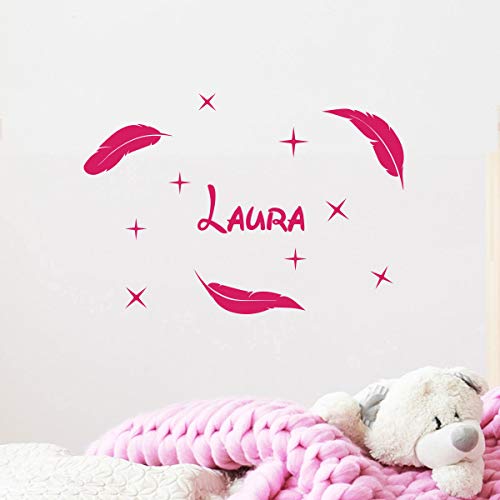 Personalisierter Vornamens-Sticker, selbstklebend, personalisierbar, für Kinderzimmer, 2 Bögen mit 10 x 15 cm und 40 x 25 cm, Fuchsia von Ambiance Sticker