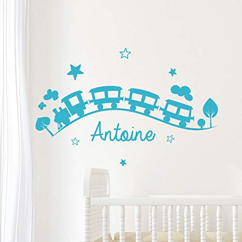 Personalisierter Vornamens-Sticker, selbstklebend, personalisierbar, für Kinderzimmer, 2 Bögen mit 20 x 30 cm und 40 x 30 cm, Himmelblau von Ambiance Sticker