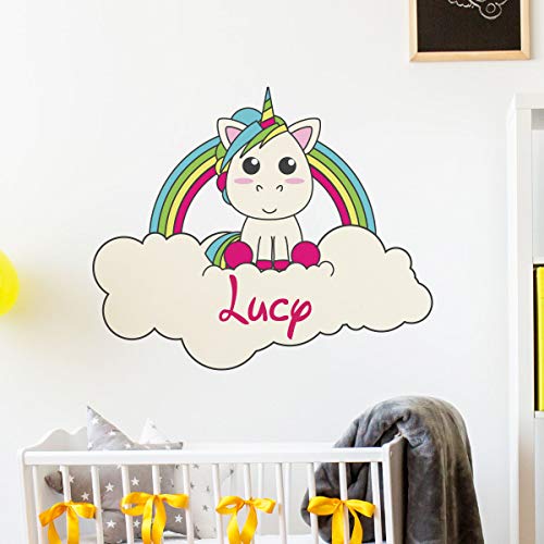 Personalisierter Vornamens-Sticker, selbstklebend, personalisierbar, für Kinderzimmer, 2 Bögen mit 30 x 35 cm und 40 x 25 cm, Mehrfarbig von Ambiance Sticker