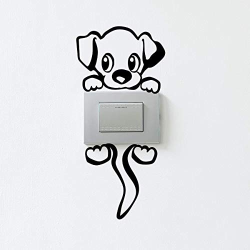 Sticker Schalter und Steckdose | Wandaufkleber Hund - Tapete Dekoration undurchlässig - 12 x 8 cm - Schwarz von Ambiance Sticker