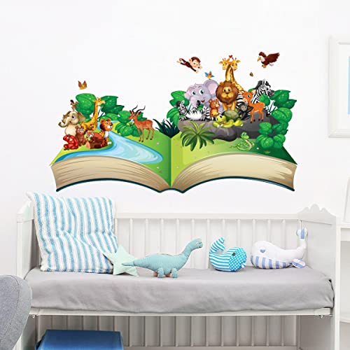 Wandaufkleber Kinder - Dekoration Babyzimmer - Wandtattoo Kinderzimmer - Wandaufkleber Tiere Wunderbuch H50 x L 90 cm Wandaufkleber Kinder - Dekoration Babyzimmer - Wandtattoo Kinderzimmer - Wandaufkleber Tiere Wunderbuch H50 x L 90 cm von Ambiance Sticker