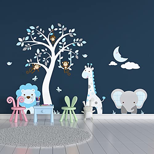 Wandaufkleber für Kinder, Motiv: Dschungeltiere, selbstklebend, für Kinderzimmer, H60 x 80 cm von Ambiance Sticker