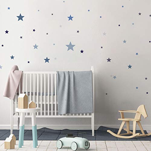 Wandsticker Kinder - Babyzimmer - Wandtattoo Kinderzimmer - Wandtattoo 50 blaue Sterne - Wandaufkleber Junge - H30 x L40 cm von Ambiance Sticker