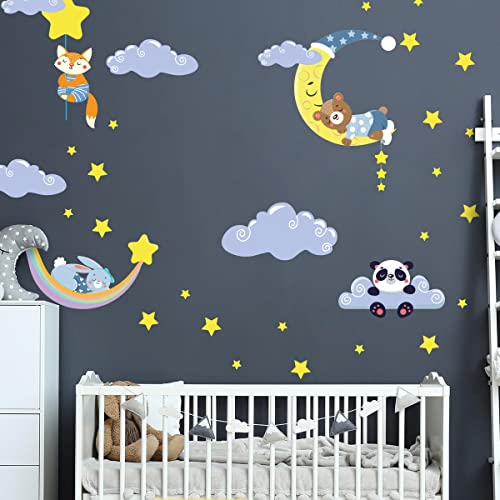 Wandsticker Kinder - Deko Babyzimmer - Wandsticker Kinder - Wandsticker skandinavisch - Wandsticker Tiere im Himmel und Wolken - H120 x L 180 cm Wandsticker Kinder - Deko Babyzimmer - Wandsticker Kinder - Wandsticker skandinavisch - Wandsticker Tiere im Himmel und Wolken - H120 x L 180 cm von Ambiance Sticker
