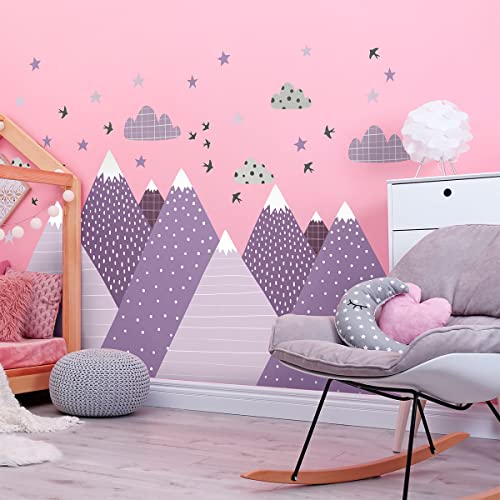 Wandsticker Kinder Dekoration Babyzimmer Wandtattoo Kinder Wandaufkleber Skandinavisch Wandsticker Riesen Berge Skandinavien Loumika H60 x 90 cm von Ambiance Sticker