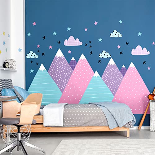 Wandsticker Kinder Dekoration Babyzimmer Wandtattoo Kinder Wandaufkleber Skandinavisch Wandsticker Riesen Berge Skandinavien Natika Wandsticker H60 x B90 cm von Ambiance Sticker