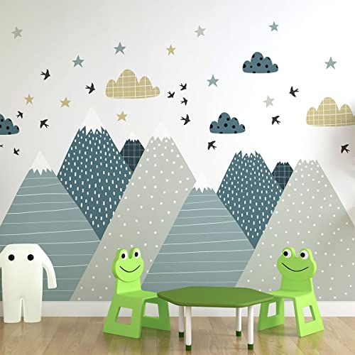 Wandsticker Kinder Dekoration Babyzimmer Wandtattoo Kinder Wandaufkleber Skandinavische Wandaufkleber Riesen Berge Skandinavien Alika H60 x B90 cm von Ambiance Sticker