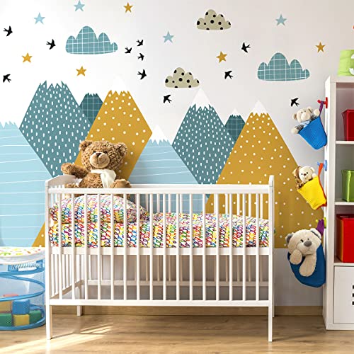 Wandsticker Kinder Dekoration Babyzimmer Wandtattoo Kinder Wandaufkleber Skandinavische Wandaufkleber Riesen Berge Skandinavien Jouka H60 x 90 cm von Ambiance Sticker