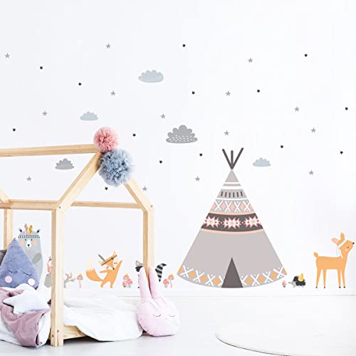 Wandsticker Kinder Dekoration Babyzimmer Wandtattoo Kinderzimmer Wandaufkleber Fuchs Skandinavische Tiere Indianer Tipis Wandsticker H60 x 90 cm Wandsticker Kinder Dekoration Babyzimmer Wandtattoo Kinderzimmer Wandaufkleber Fuchs Skandinavische Tiere Indianer Tipis Wandsticker H60 x 90 cm von Ambiance Sticker