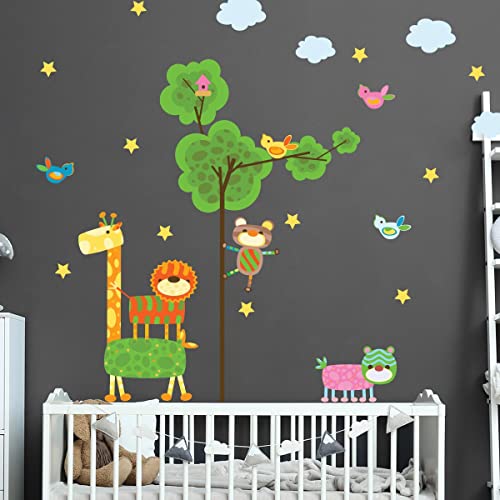 Wandsticker Kinder Dekoration Babyzimmer Wandtattoo Kinderzimmer Wandaufkleber Saltimbanken Waldtiere Wandaufkleber H60 x 90 cm von Ambiance Sticker