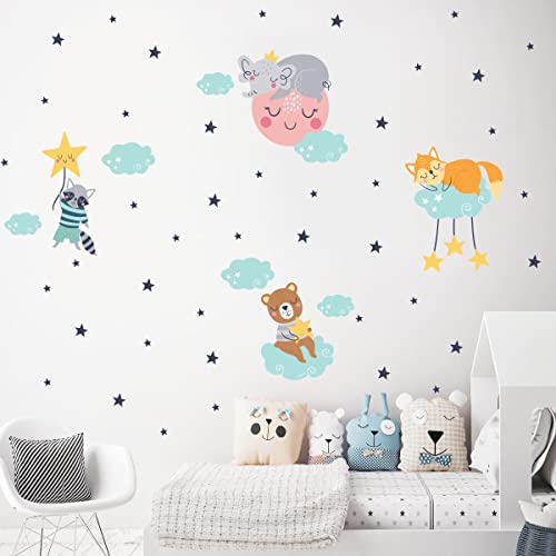 Wandsticker Kinder Dekoration Babyzimmer Wandtattoo Kinderzimmer Wandaufkleber Tiere und Zauberwolken H60 x 90 cm Wandsticker Kinder Dekoration Babyzimmer Wandtattoo Kinderzimmer Wandaufkleber Tiere und Zauberwolken H60 x 90 cm von Ambiance Sticker